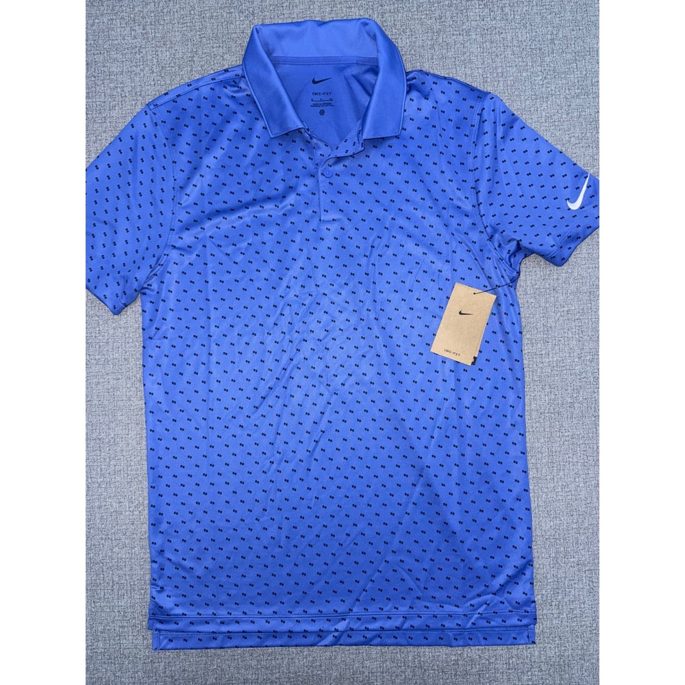 NWT Nike Small S Golf Polo Blue Geometric Print Dri-FIT HM5641-411  Short Sleeve